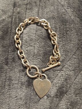 925 Classic Gold Heart Toggle Bracelet - Women Jewelry